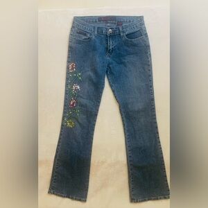 Rosy Loves Blue Jeans Size 9/10 28x30 Embroidered/Sequins Stretchy